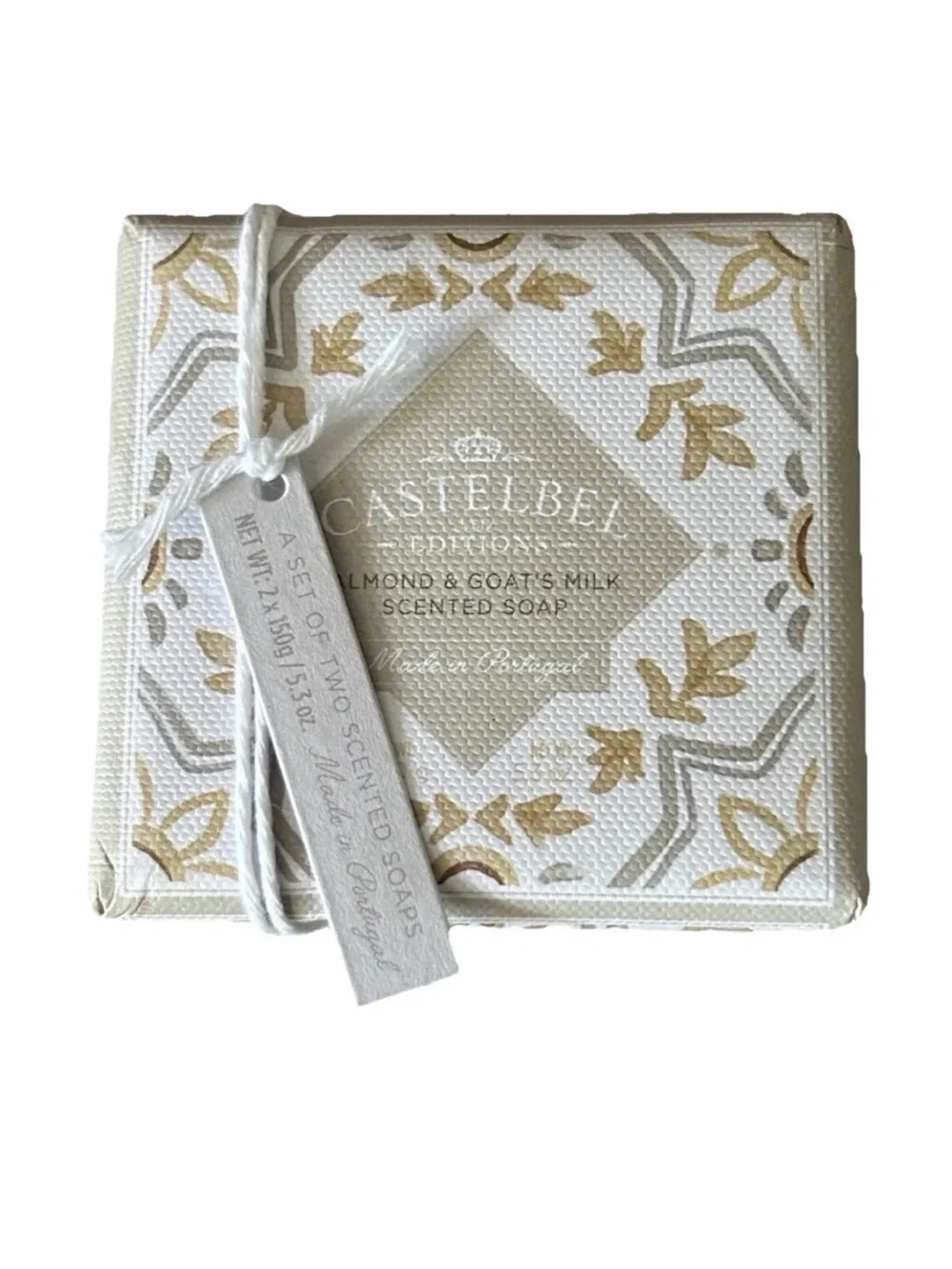 Castelbel Almond & Goat's Milk Scented Soap - White & Gold Set of 2